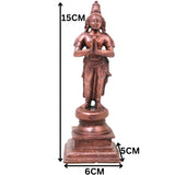 Handcrafted Copper Alwar Idol, Alvar Murti, Azhwar Vigraham, Srivaishnava Figurine for Pooja &amp; Decor, Brown, 6 Inch, 1 Piece