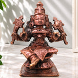 Copper Mahalakshmi Idol Handcrafted Traditional Murti Sri Lakshmi Statue for Pooja, Home Decor & Gifting, Brown, 3.5 Inch, 1 Piece