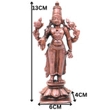 Copper Vishnu Narayana Idol Handcrafted Traditional Murti for Pooja Home Decor Temple Gifting, Brown, 5 Inch, 1 Piece