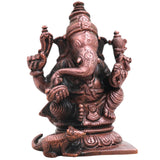 Copper Ganesha Ganapati Handcrafted Vinayaka Idol Traditional Chola Murti for Pooja Home Decor & Gifting, Brown, 3.5 Inch, 1 Piece