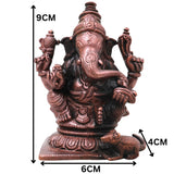 Copper Ganesha Ganapati Handcrafted Vinayaka Idol Traditional Chola Murti for Pooja Home Decor & Gifting, Brown, 3.5 Inch, 1 Piece