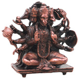 Copper Panchmukhi Hanuman Idol Handcrafted Traditional Anjaneya Murti for Pooja Home Decor Temple Gifting, Brown, 2 Inch, 1 Piece