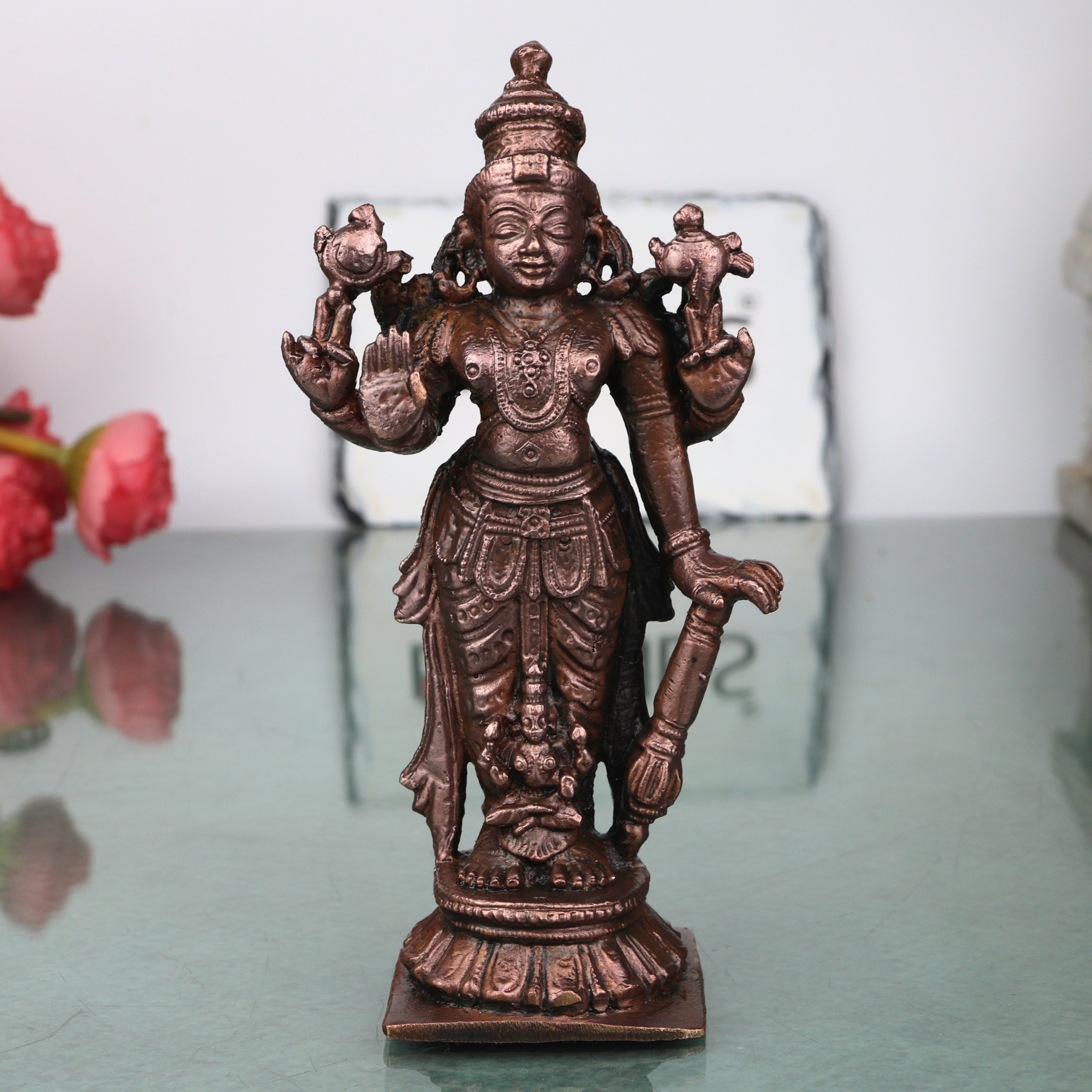  Copper Vishnu Lakshmi Idol 