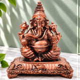 Copper Ganesha Idol Handcrafted Ganapati Vinayaka Murti Traditional Chola Sculpture for Pooja Home Decor & Gifting, Brown, 2 Inch, 1 Piece