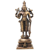 Brass Vishnu Idol Handcrafted Narayana Govinda Murti Traditional Chola Sculpture for Pooja Home Decor Gifting, Gold, 5 Inch, 1 Piece