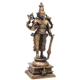 Brass Vishnu Idol Handcrafted Narayana Govinda Murti Traditional Chola Sculpture for Pooja Home Decor Gifting, Gold, 5 Inch, 1 Piece