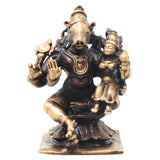 Brass Lakshmi Narasimha Idol, Handcrafted Narahari Murti Traditional Chola Art for Pooja, Decor & Gifting, Gold, 3 Inch, 1 Piece