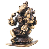 Brass Lakshmi Narasimha Idol, Handcrafted Narahari Murti Traditional Chola Art for Pooja, Decor & Gifting, Gold, 3 Inch, 1 Piece