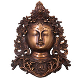 Brass Tara Devi Mask Wall Hanging Handcrafted Mahavidya Goddess Face for Pooja, Home Decor & Spiritual Gifting, Gold, 11.5 Inch, 1 Piece