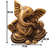 Brass Long Neck Ganesh Idol, Handcrafted Traditional Ganapati Vinayaka Murti for Pooja, Home Decor & Gifting, Gold, 3 Inch, 1 Piece