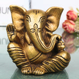 Brass Ganapati Idol Handcrafted Traditional Chola Style Vinayaka Murti for Pooja Home Decor & Gifting, Gold, 3 Inch, 1 Piece