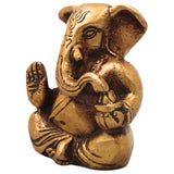 Brass Ganapati Ganesha Idol Handcrafted Traditional Chola Style Murti for Pooja Home Decor & Gifting, Gold, 3 Inch, 1 Piece