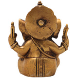 Brass Ganapati Idol Handcrafted Traditional Chola Style Ganesha Murti for Pooja Home Decor Spiritual Gifting, Gold, 4.5 Inch, 1 Piece