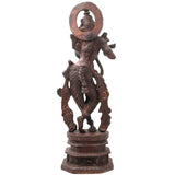 Handcrafted Brass Venugopala Krishna Murti, Traditional Chola Vigraha for Pooja, Home Decor & Gifting, Gold, 17.5 Inch, 1 Piece
