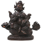 Brass Kuber On Dragon Idol Statue, Handcrafted Kubera Vaishravana Murti for Pooja, Vastu Decor & Gifting, Silver And Copper, 10 Inch, 1 Piece