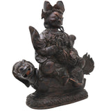 Brass Kuber On Dragon Idol Statue, Handcrafted Kubera Vaishravana Murti for Pooja, Vastu Decor & Gifting, Silver And Copper, 10 Inch, 1 Piece