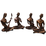 Brass Musician Sculpture Set, Handcrafted Traditional Sangeeta Vidwan Figurines for Decor & Gifting Set Of 4, Gold, 7.5 Inch, 1 Piece