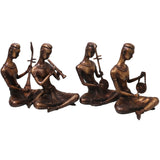 Brass Musician Sculpture Set, Handcrafted Traditional Sangeeta Vidwan Figurines for Decor & Gifting Set Of 4, Gold, 7.5 Inch, 1 Piece