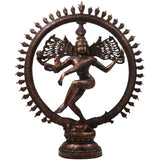 Brass Nataraja Idol, Handcrafted Lord Shiva Cosmic Dancer Chola Style Murti for Pooja, Home Decor & Gifting, Gold, 20 Inch, 1 Piece
