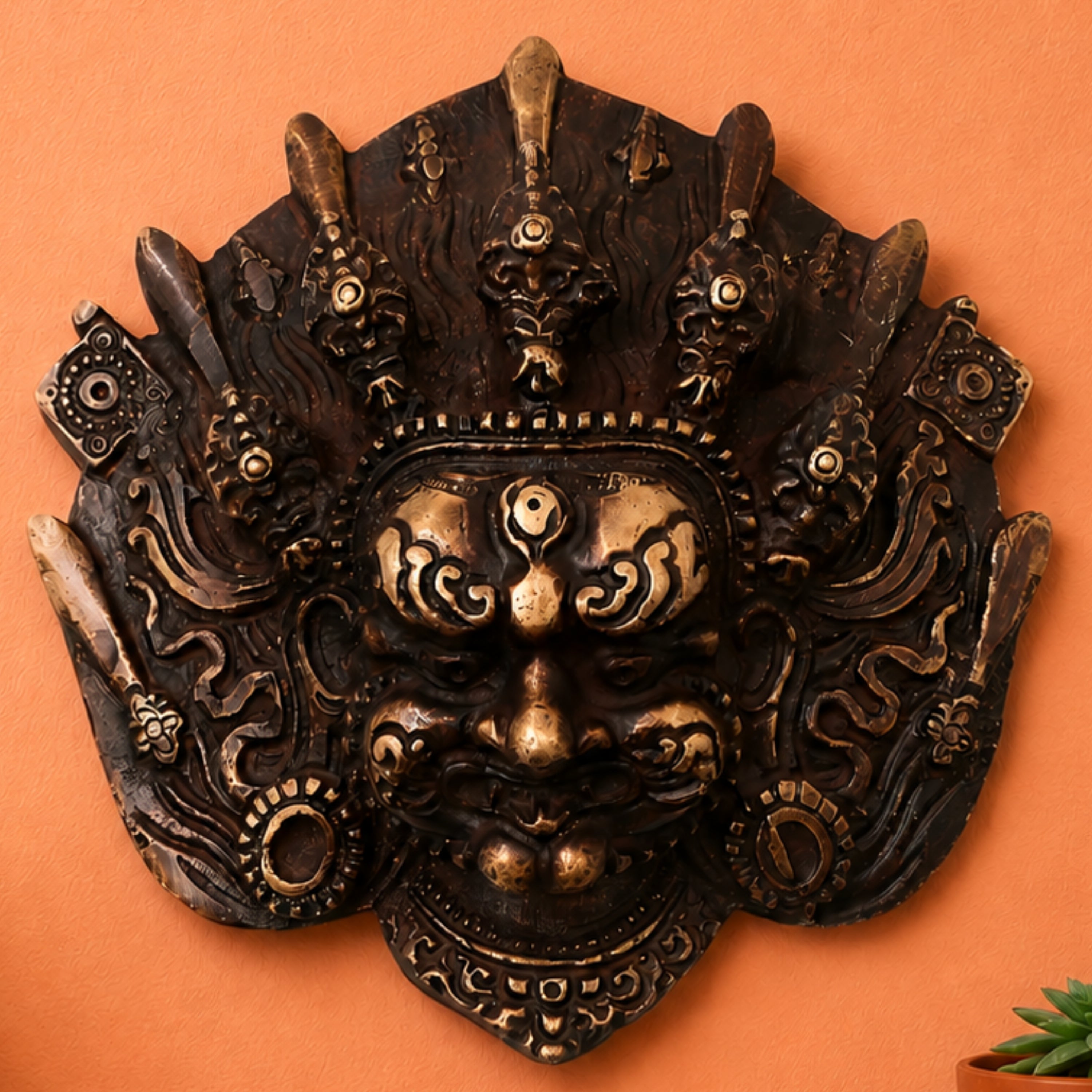 Brass Kala Bhairava Face