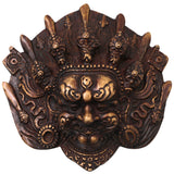 Brass Kala Bhairava Face Sculpture, Handcrafted Bhairava Wall Decor Mask for Pooja, Temple & Vastu, Gold, 5 Inch, 1 Piece