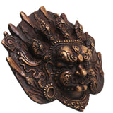 Brass Kala Bhairava Face Sculpture, Handcrafted Bhairava Wall Decor Mask for Pooja, Temple & Vastu, Gold, 5 Inch, 1 Piece