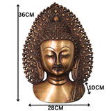 Brass Buddha Face Wall Decor, Gautama Enlightenment Murti for Home, Pooja, Gifting, Handcrafted Traditional Chola Art, Gold, 14 Inch, 1 Piece