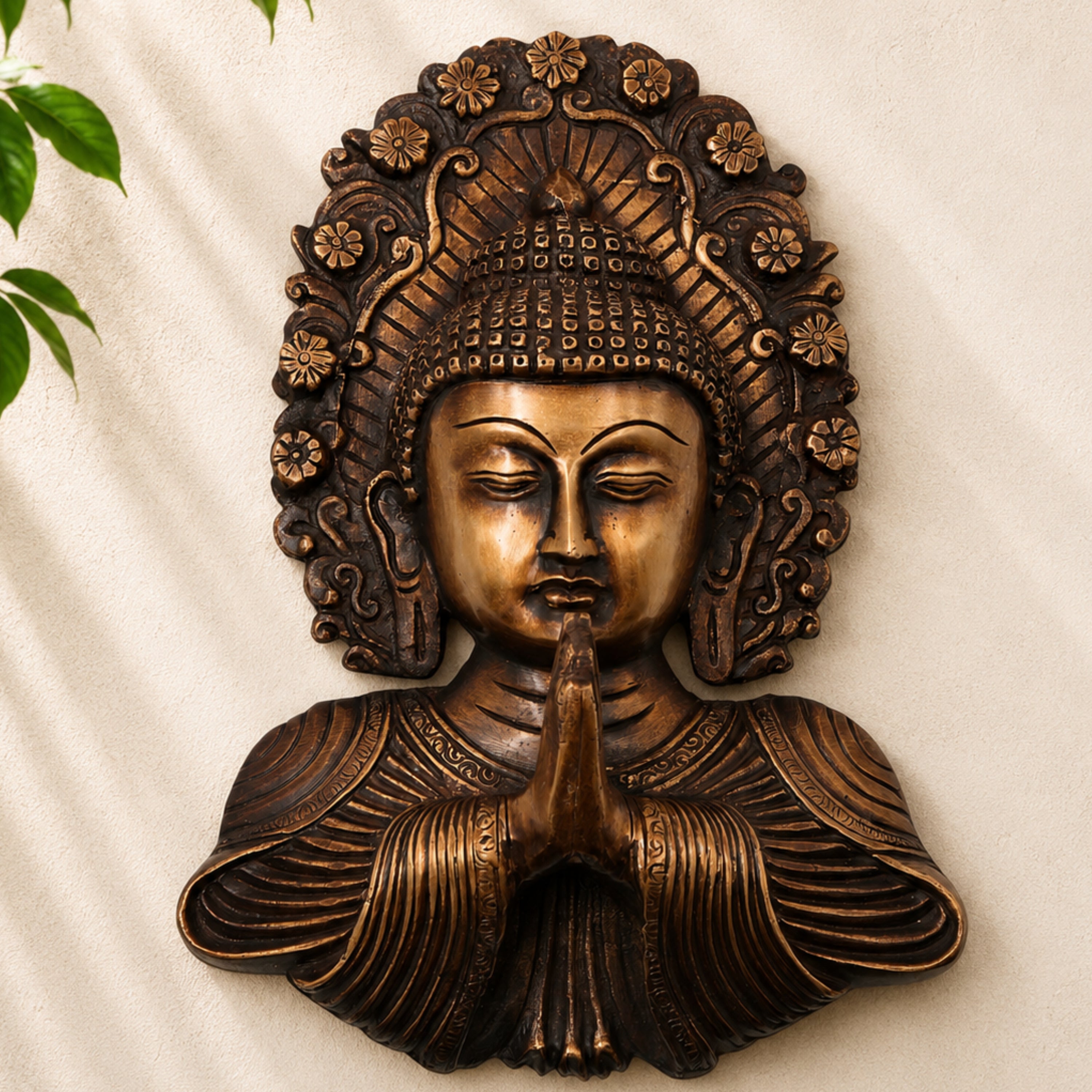 brass buddha face mask