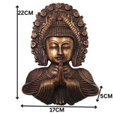 Handcrafted Brass Buddha Face Wall Decor, Gautama Shakyamuni Spiritual Home Décor, Pooja & Gifting Art, Gold, 8.5 Inch, 1 Piece