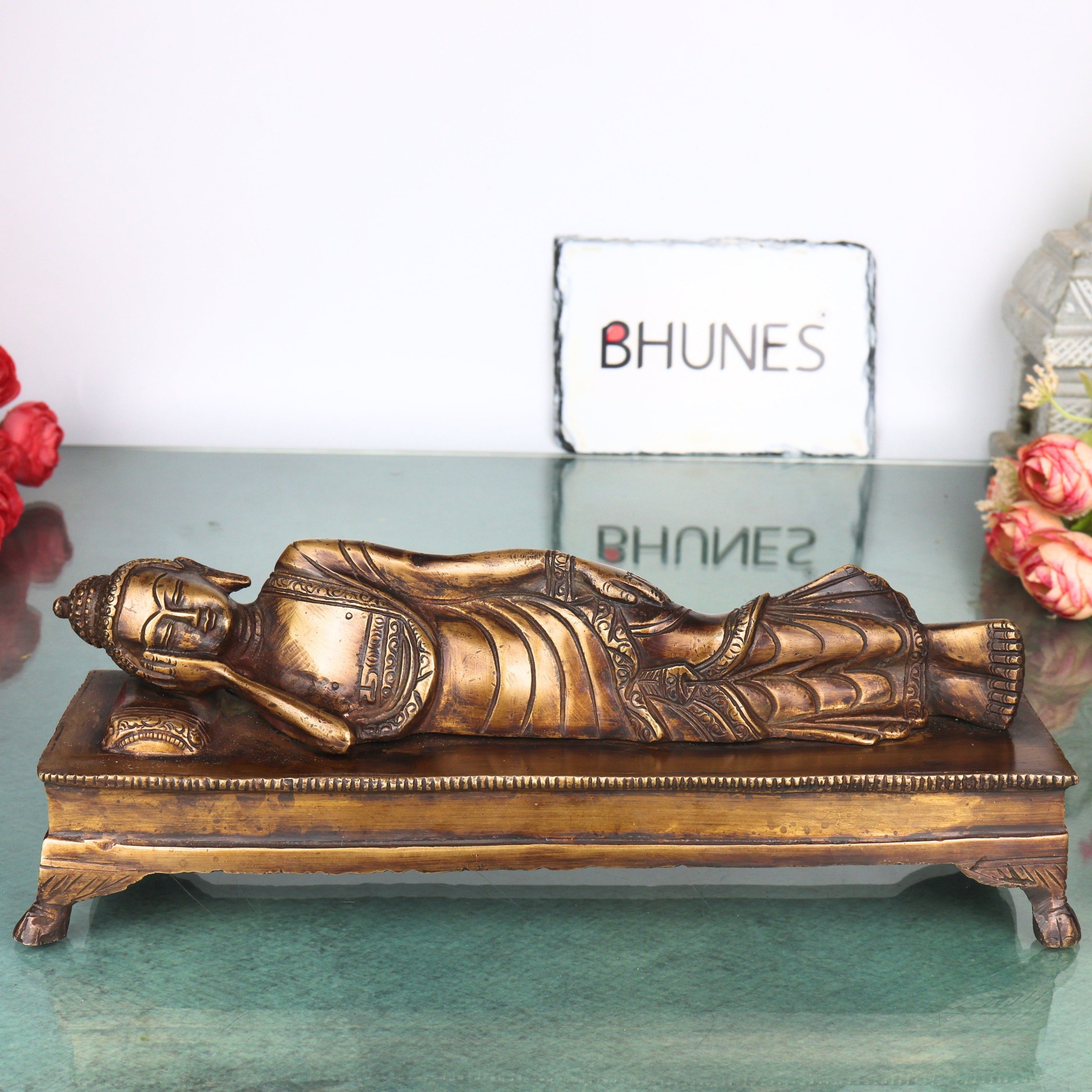 Brass Sleeping Buddha Idol