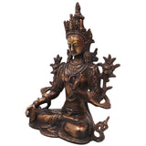 Brass White Tara Idol Handcrafted Arya Tara Goddess Murti Traditional Chola Statue for Pooja Decor & Gifting, Gold, 11 Inch, 1 Piece