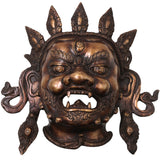 Handcrafted Brass Kala Bhairava Face Mask Wall Hanging for Pooja, Vastu, Temple Decor & Spiritual Gifting, Gold, 10.5 Inch, 1 Piece