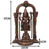 Brass Balaji Sculpture Idol, Handcrafted Sri Venkateswara Srinivasa Murti for Pooja, Home Decor & Gifting, Gold, 14.5 Inch, 1 Piece