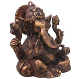 Brass Ganesh Idol Ganapati Vinayaka Murti Handcrafted Traditional Chola Style for Pooja Home Decor & Gifting, Gold, 6.5 Inch, 1 Piece