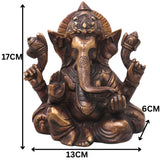 Brass Ganesh Idol Ganapati Vinayaka Murti Handcrafted Traditional Chola Style for Pooja Home Decor & Gifting, Gold, 6.5 Inch, 1 Piece