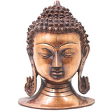 Brass Buddha Head Idol Statue, Handcrafted Gautama Buddha Face Sculpture for Home Decor, Pooja, Vastu & Gifting, Gold, 9.5 Inch, 1 Piece