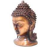 Brass Buddha Head Idol Statue, Handcrafted Gautama Buddha Face Sculpture for Home Decor, Pooja, Vastu & Gifting, Gold, 9.5 Inch, 1 Piece