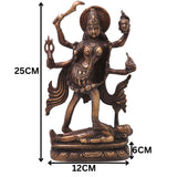 Handcrafted Brass Mahakali Idol Murti Traditional Chola Style Kali Mata Statue for Pooja Home Decor Gifting, Gold, 10 Inch, 1 Piece