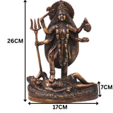 Brass Kali Idol Murti, Handcrafted Mahakali Goddess Statue Traditional Chola Style for Pooja, Home Decor & Gifting, Gold, 10 Inch, 1 Piece