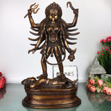 Brass Mahakali Idol Murti, Handcrafted  Traditional Chola Style Kali Mata Statue for Pooja, Decor & Gifting, Gold, 17.5 Inch, 1 Piece