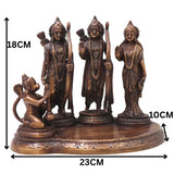 Brass Ram Darbar Idol with Sita Lakshman Hanuman, Handcrafted Traditional Chola Style Pooja Home Decor Gift Statue, Gold, 7 Inch, 1 Piece