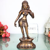 Brass Nartaki Dancer Sculpture Idol Handcrafted Traditional Chola Art Statue for Home Decor Pooja & Gifting, Gold, 11 Inch, 1 Piece