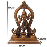 Brass Saraswati Idol, Handcrafted Vagdevi Sharadamba Murti for Pooja, Home Decor & Spiritual Gifting, Gold, 15.5 Inch, 1 Piece