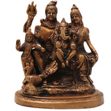 Brass Shiva Parivar Idol, Uma Maheshwara Somaskanda Murti, Handcrafted Chola Art Pooja Decor Gift Statue, Gold, 6.5 Inch, 1 Piece