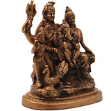 Brass Shiva Parivar Idol, Uma Maheshwara Somaskanda Murti, Handcrafted Chola Art Pooja Decor Gift Statue, Gold, 6.5 Inch, 1 Piece