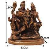 Brass Shiva Parivar Idol, Uma Maheshwara Somaskanda Murti, Handcrafted Chola Art Pooja Decor Gift Statue, Gold, 6.5 Inch, 1 Piece