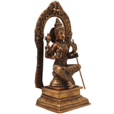 Brass Raja Rajeshwari Idol, Lalita Tripura Sundari Murti for Pooja, Home Decor, Gifting, Handcrafted Chola Art, Gold, 10.5 Inch, 1 Piece