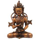 Brass Vajrasattva Idol Statue, Dorje Sempa Buddhist Murti for Pooja, Meditation, Home Decor & Gifting, Handcrafted Traditional Art, Gold, 11 Inch, 1 Piece