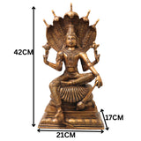 Brass Lord Vishnu Narayana Idol, Handcrafted Traditional Chola Perumal Murti for Pooja, Decor & Gifting, Gold, 16.5 Inch, 1 Piece