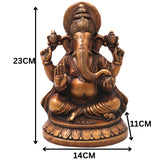 Brass Ganesha Ganapati Vinayaka Idol for Pooja, Home Decor & Gifting Handcrafted Traditional Chola Murti, Gold, 9 Inch, 1 Piece
